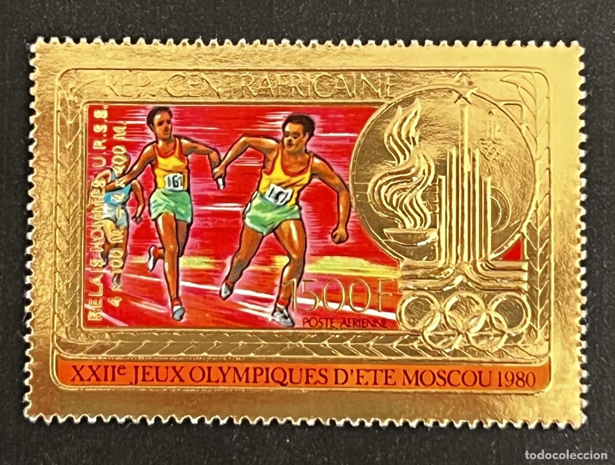 Francobolli: Centro&aacute;frica 1980 Mi. 733A JJOO Mosc&uacute; carrera de relevos oro