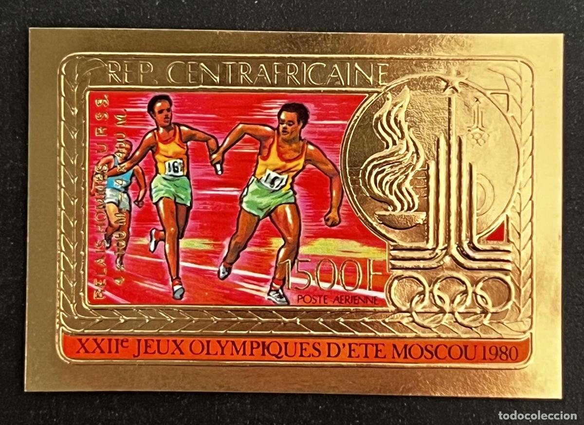 Francobolli: Centro&aacute;frica 1980 Mi. 733 IB a ND Juegos Ol&iacute;mpicos Mosc&uacute; relevo oro