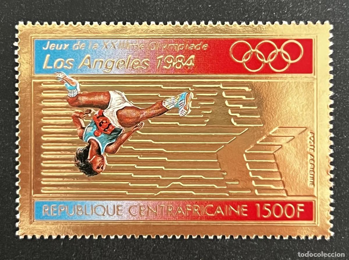 Briefmarken: Centro&aacute;frica 1982 Mi. 859/A Juegos Ol&iacute;mpicos Los &Aacute;ngeles 1984 carrera oro
