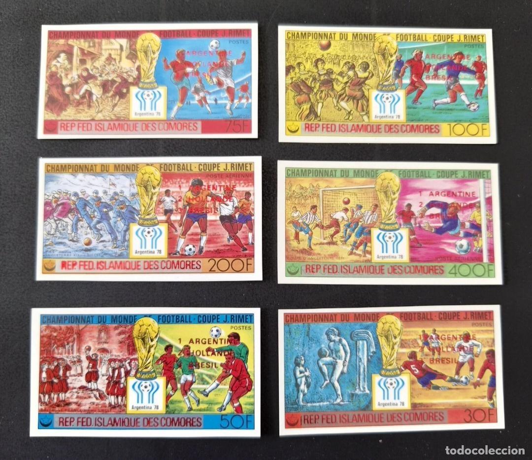 Sellos: Comoras 1978 Mi. 478-483 sobrecargado ND f&uacute;tbol Copa Mundo Argentina
