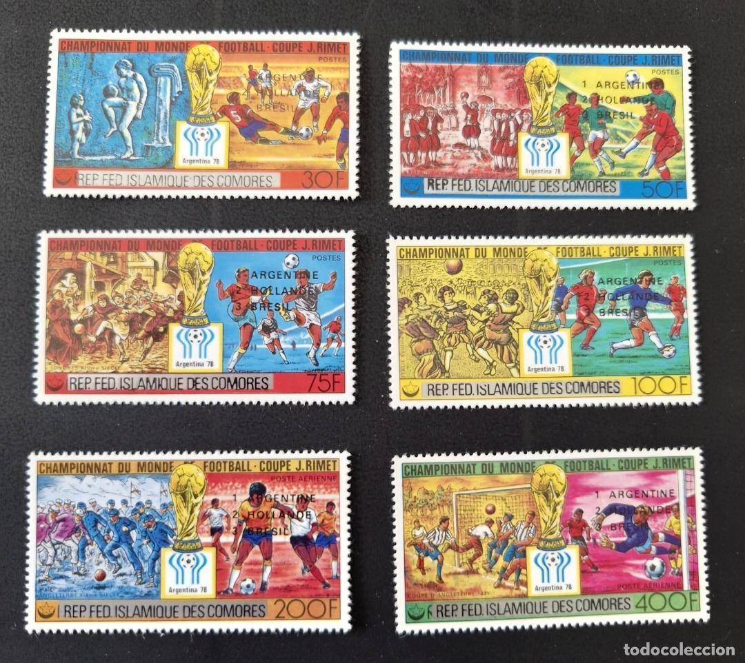 Sellos: Comoras 1978 Mi. 478-483 sobrecargado f&uacute;tbol Copa del Mundo Argentina