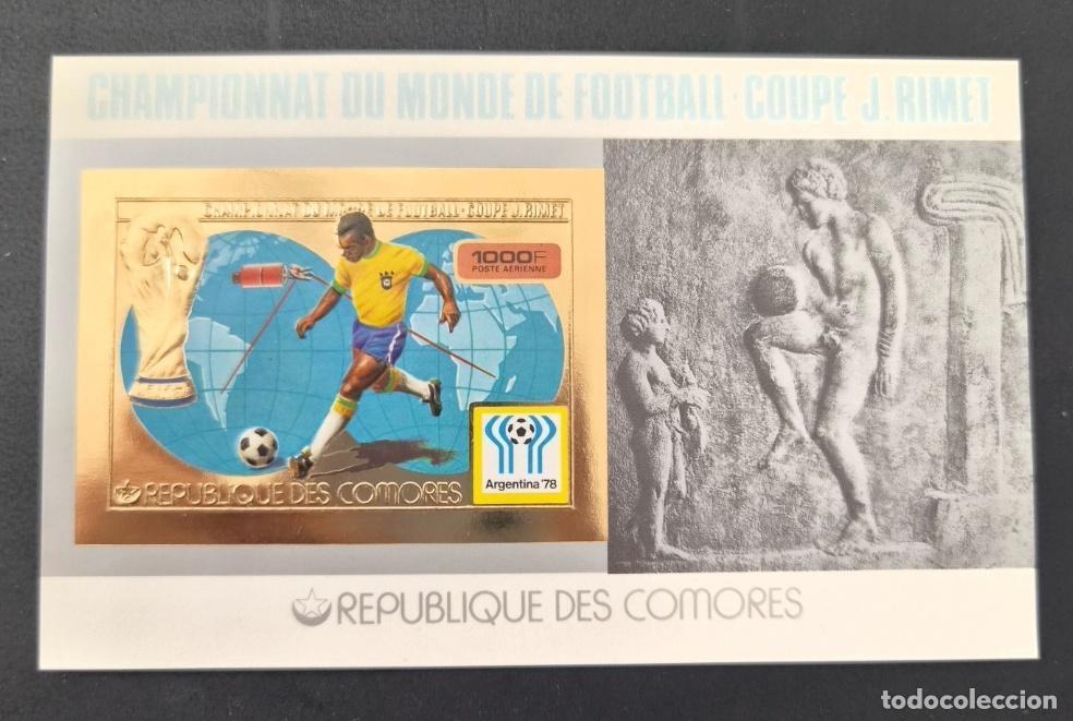 Sellos: Comoras 1978 Mi. Bl. 123 ND F&uacute;tbol Copa Jules Rimet Argentina 78
