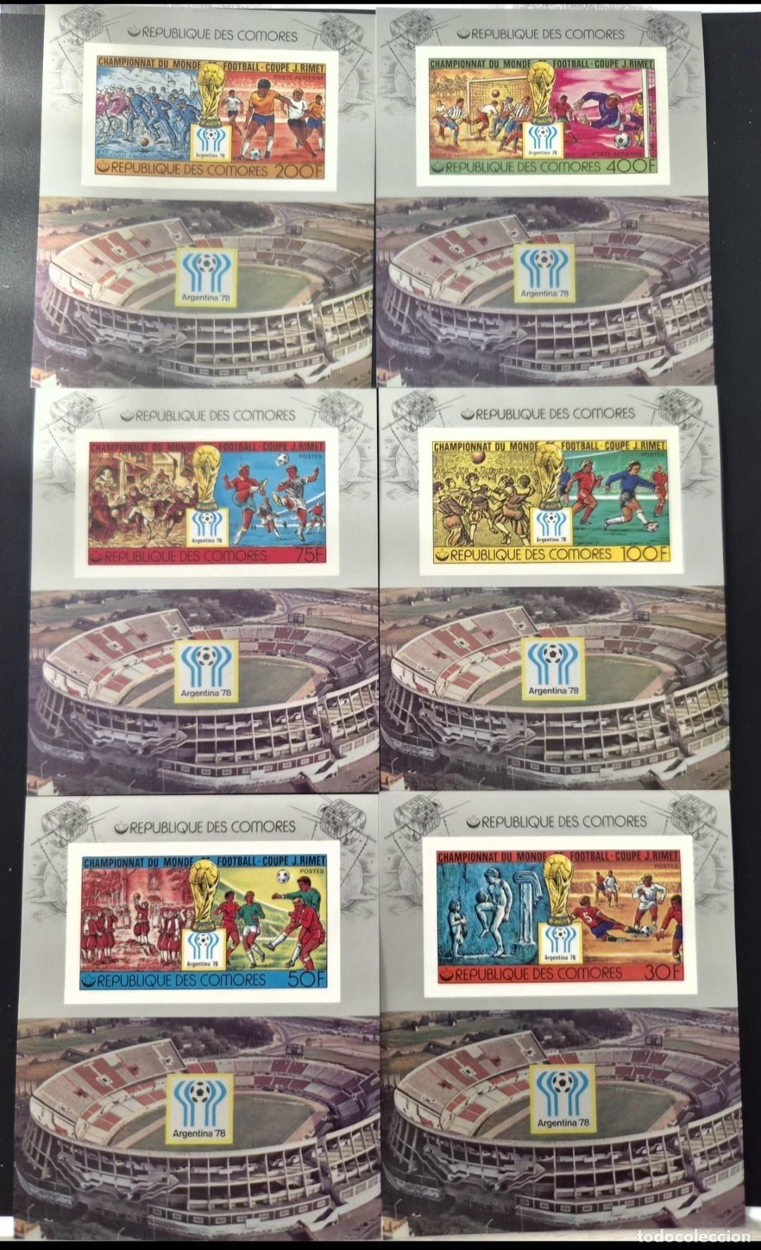 Sellos: Comoras 1978 Mi. Bl. 384-389 ND F&uacute;tbol Copa Mundo Argentina 78