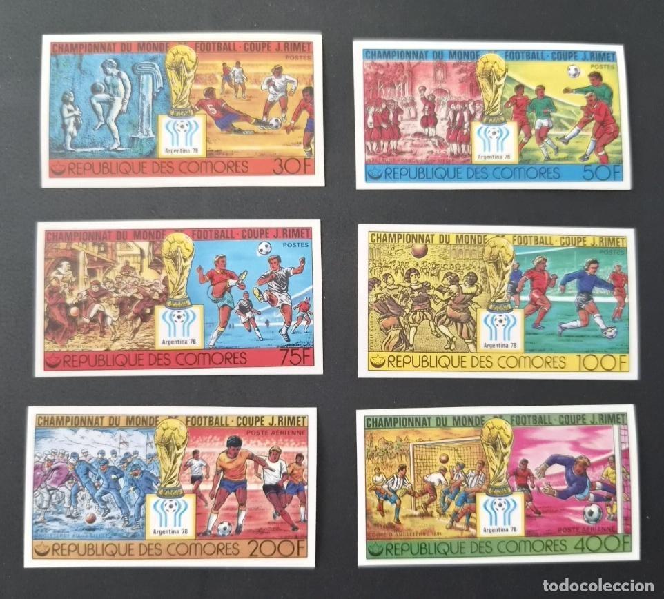 Sellos: Comoras 1978 Mi. 384-389 ND F&uacute;tbol Copa Mundo Argentina Jules Rimet