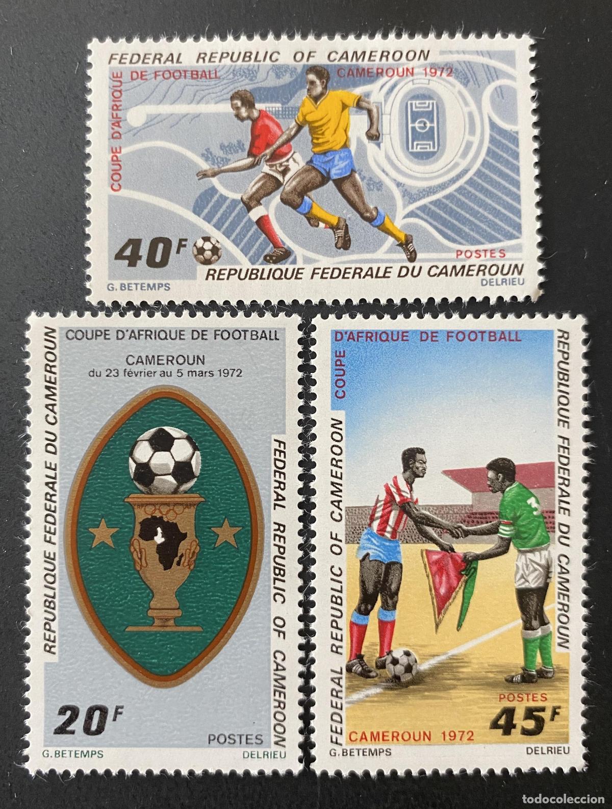 Sellos: Camer&uacute;n 1972 Mi. 685-687 Copa &Aacute;frica f&uacute;tbol estadio trofeo