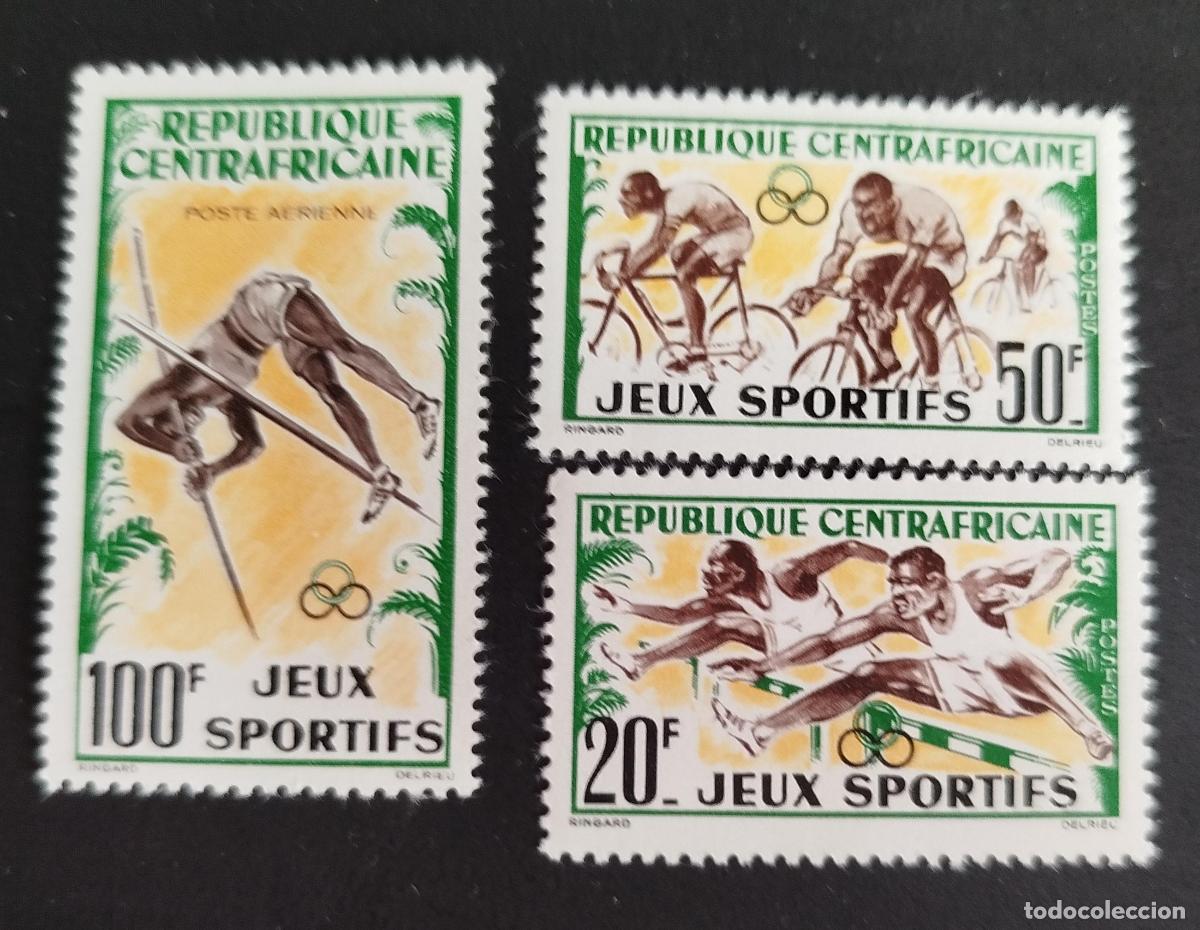 Sellos: Centro&aacute;frica 1962 Mi. 25-27 Juegos Ol&iacute;mpicos ciclismo vallas