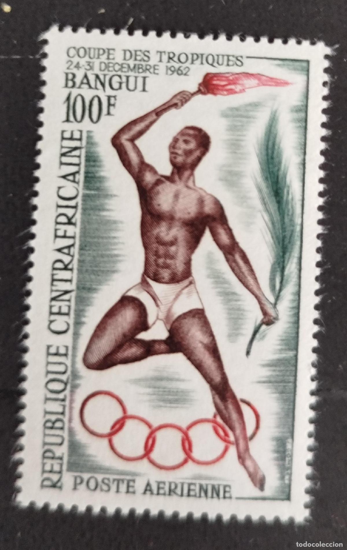 Sellos: Centro&aacute;frica 1962 Mi. 33 Correo a&eacute;reo Copa de los Tr&oacute;picos Bangui
