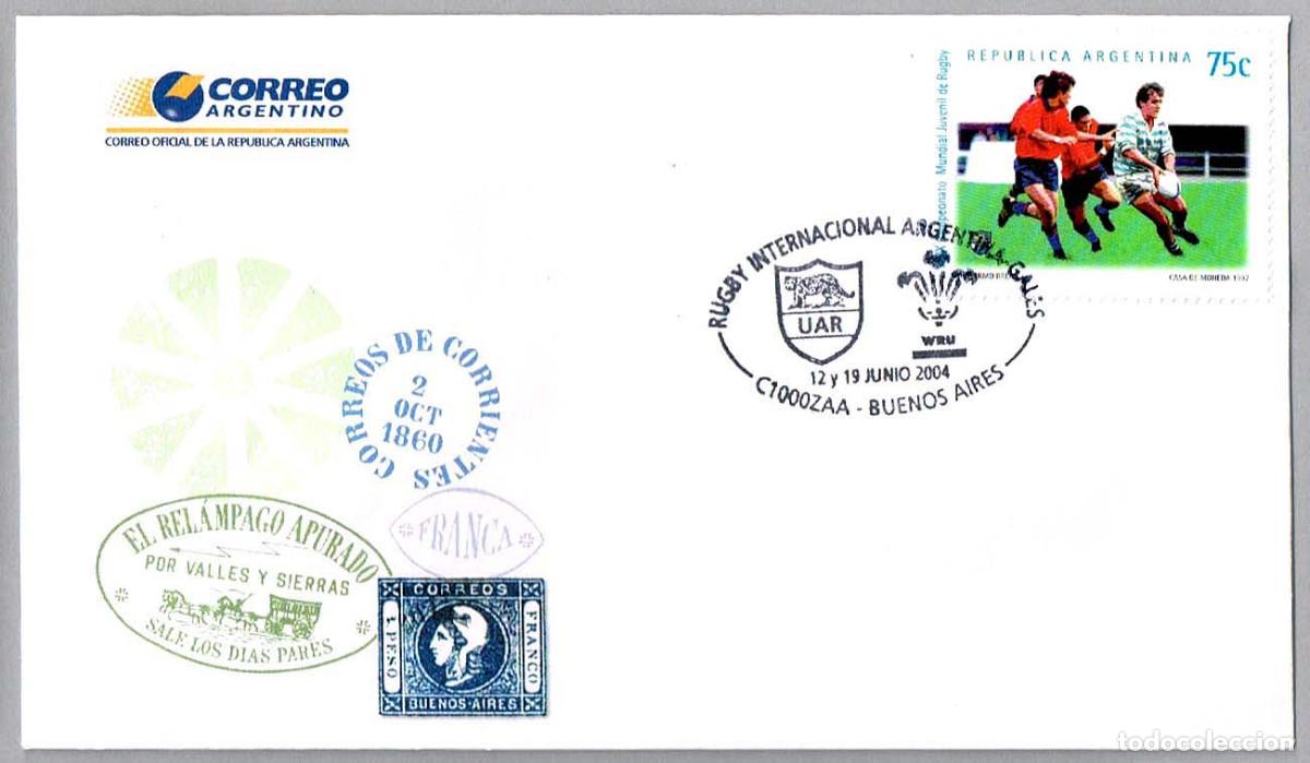 Sellos: Matasellos DEPORTES - RUGBY INT. ARGENTINA VS GALES. Buenos Aires, Argentina, 2004