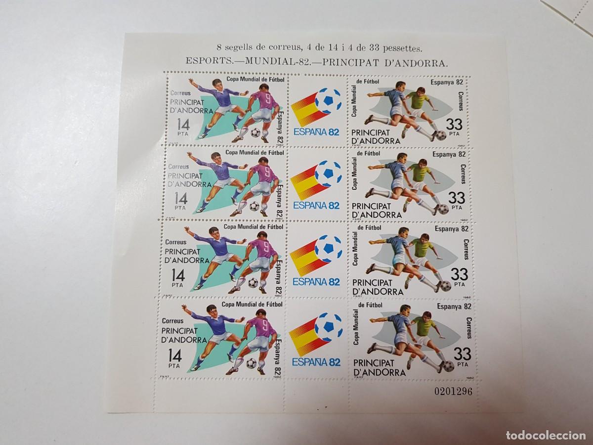Sellos: Andorra 1982 Mundial F&uacute;tbol Espa&ntilde;a 82 minipliego 8 sellos nuevo MNH