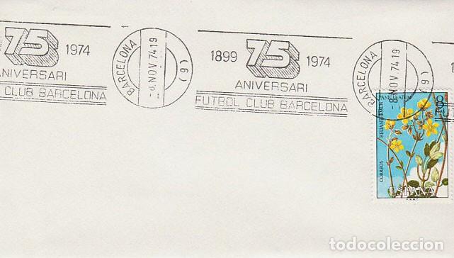 Sellos: A&Ntilde;O 1974, 75 ANIVERSARIO DE FUTBOL CLUB BARCELONA, RODILLO