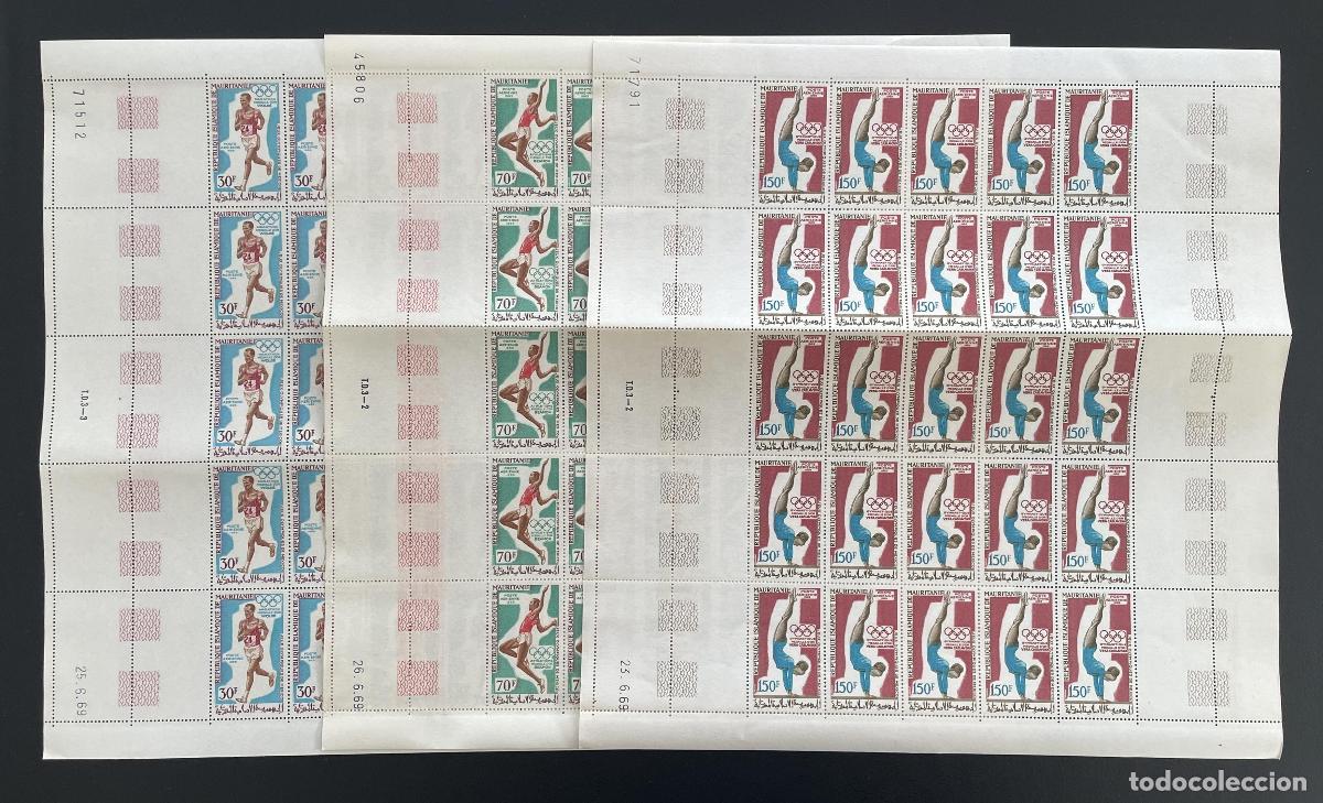 Sellos: Mauritania 1969 YT PA 90-92 bloque JJ.OO. atletismo salto