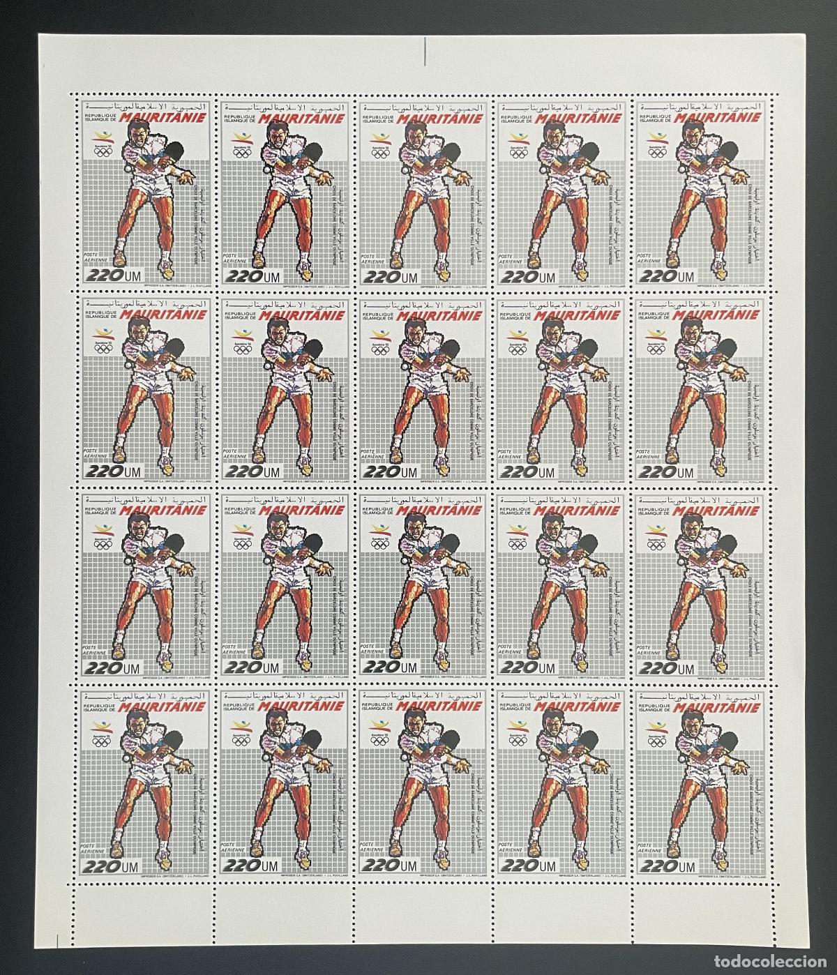 Sellos: Mauritania 1990 YT PA 268 bloque JJ.OO. Barcelona tenis de mesa