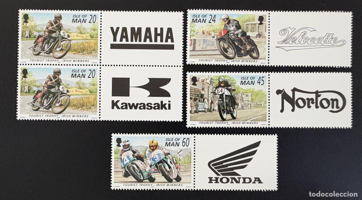 Sellos: Isla de Man 1996 Mi. 679-682 emisi&oacute;n conjunta Tourist Trophy moto TT