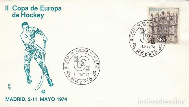 Sellos: A&Ntilde;O 1974, HOCKEY, COPAS DE EUROPA EN MADRID, SOBRE DE ALFIL