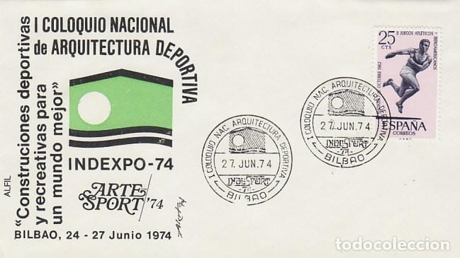 Sellos: A&Ntilde;O 1974, BILBAO, PRIMER COLOQUIO NACIONAL DE ARQUITECTURA DEPORTIVA, SOBRE DE ALFIL