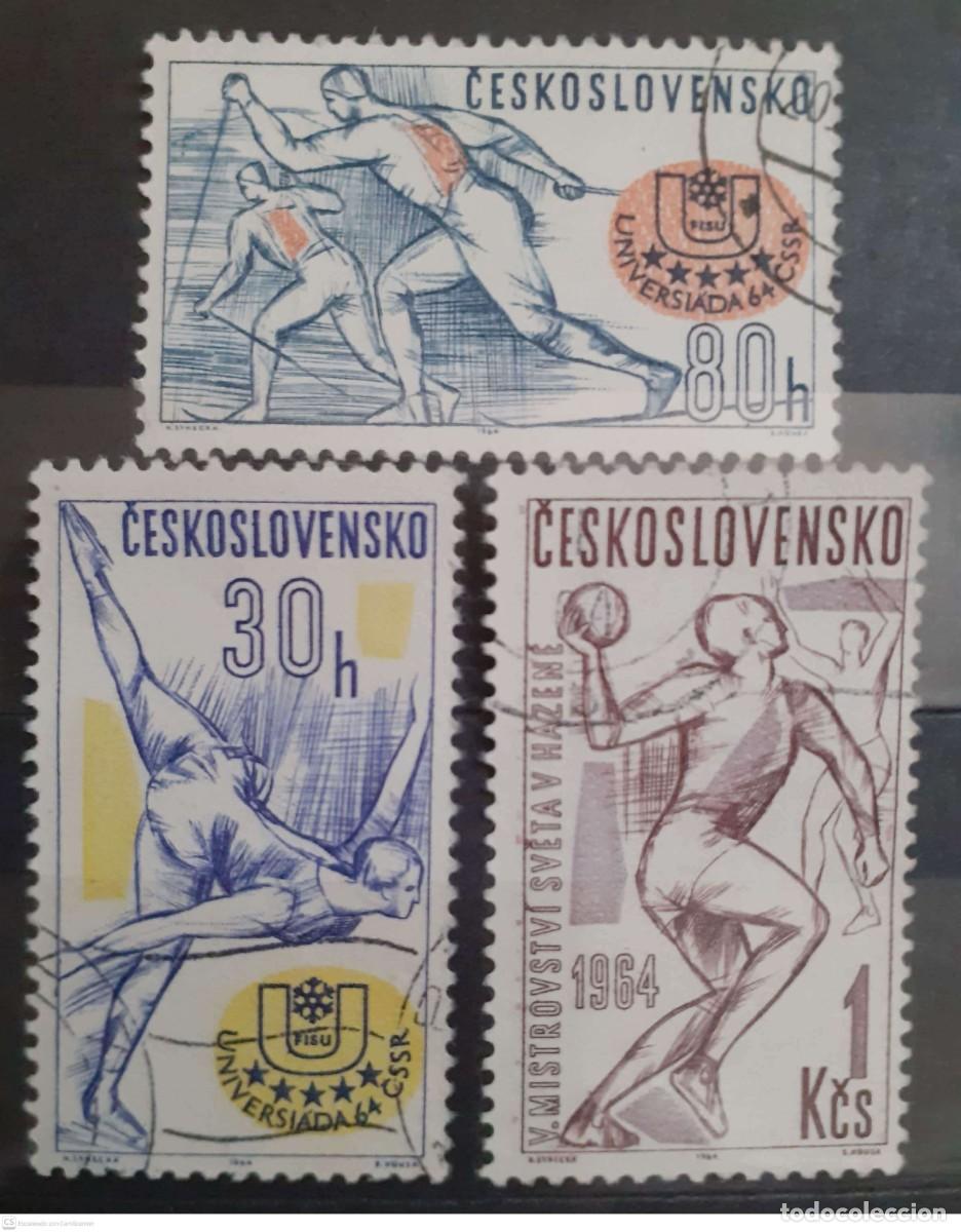 Sellos: CHECOSLOVAQUIA n&deg; 1318/19&deg; + 1420&deg; deportes. Series completas