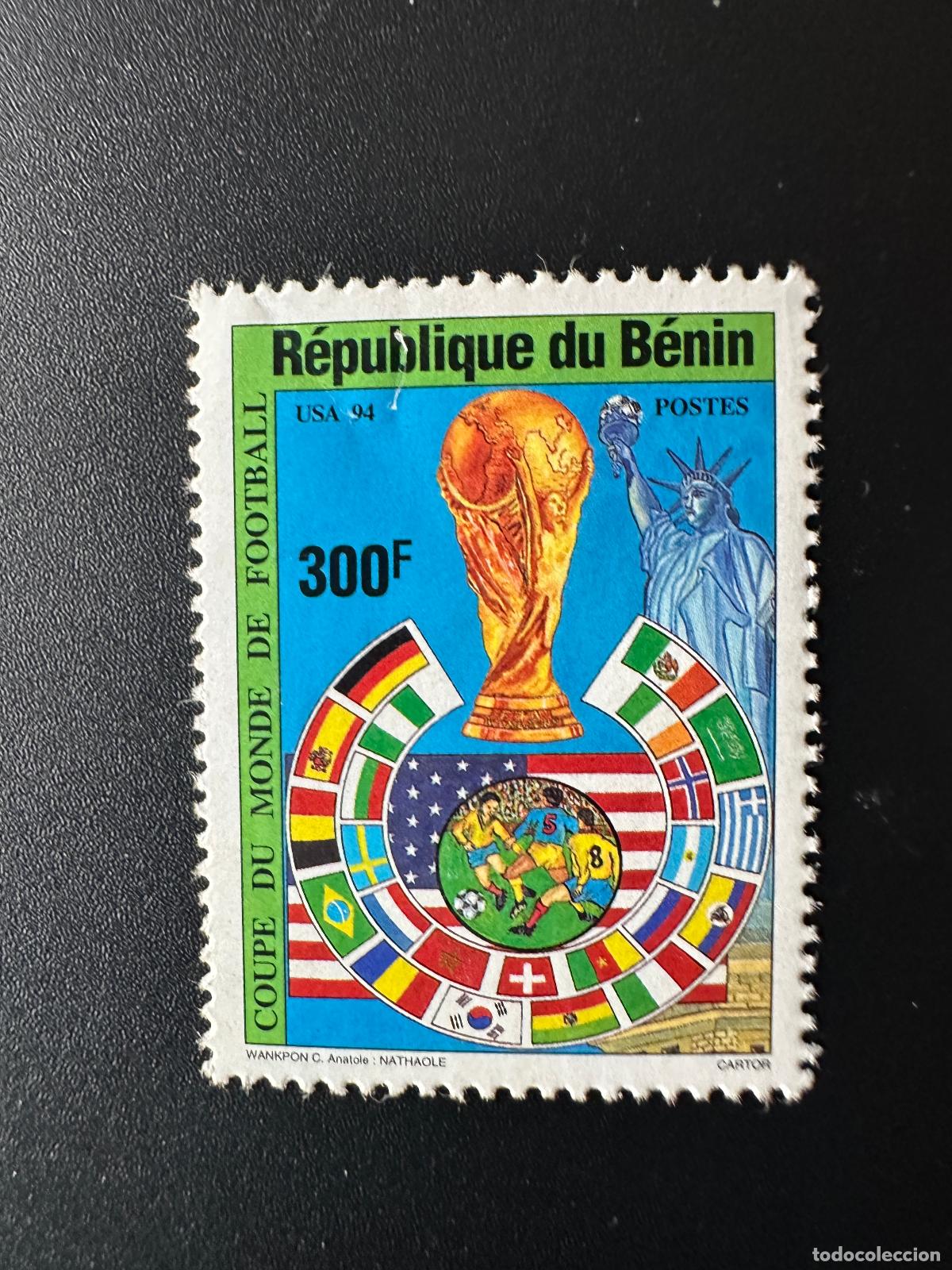 Sellos: Ben&iacute;n 1994 Mi. 623 DEFECT Football FIFA USA Statue Liberty Nueva York