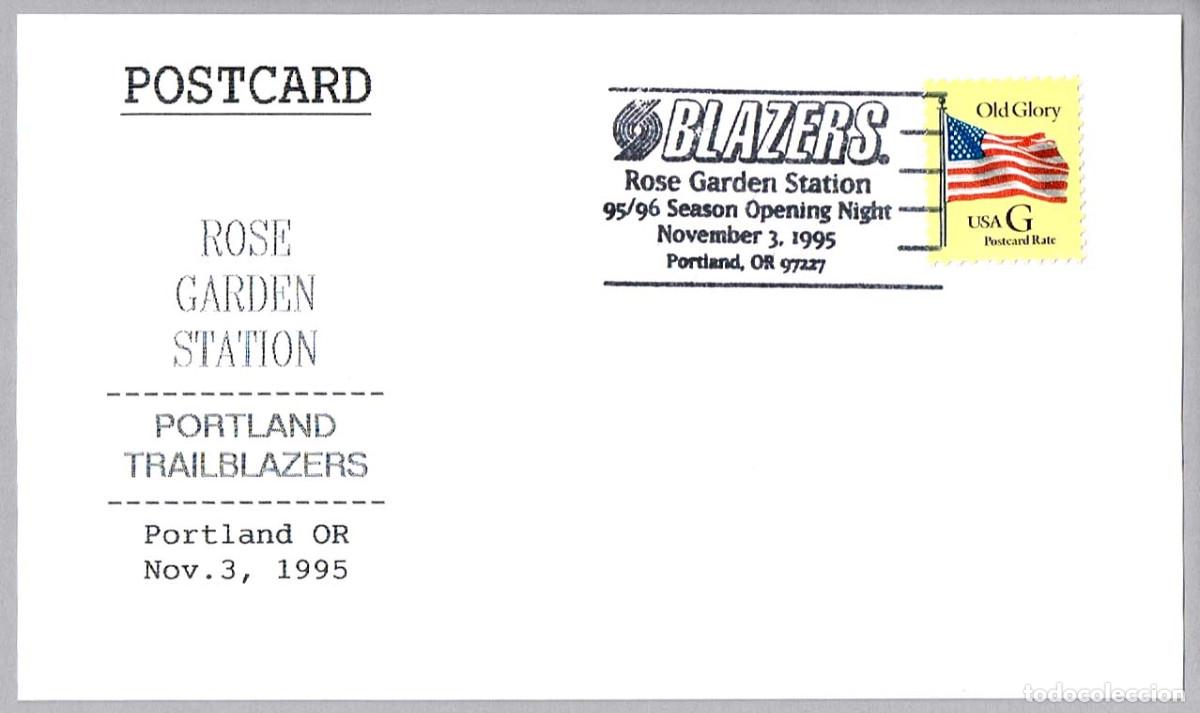 Sellos: Matasellos BALONCESTO - PORTLAND TRAIL BLAZERS. Portland OR, Estados Unidos, 1995