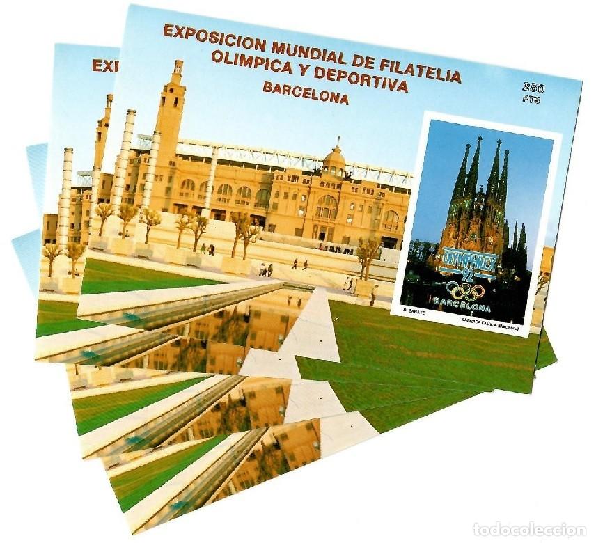 Selos: 4 Hojitas Olymphilex 92 Barcelona Exposici&oacute;n Mundial de Filatelia Ol&iacute;mpica y Deportiva - Sagrada F..
