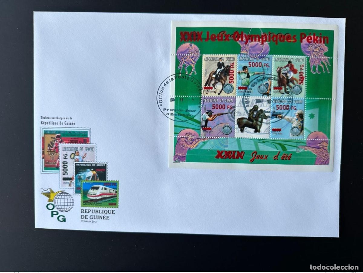 Sellos: Guinea 2008 Mi. 6280-6284 FDC sobrecargado Juegos Ol&iacute;mpicos de S&iacute;dney 2000 Beijing