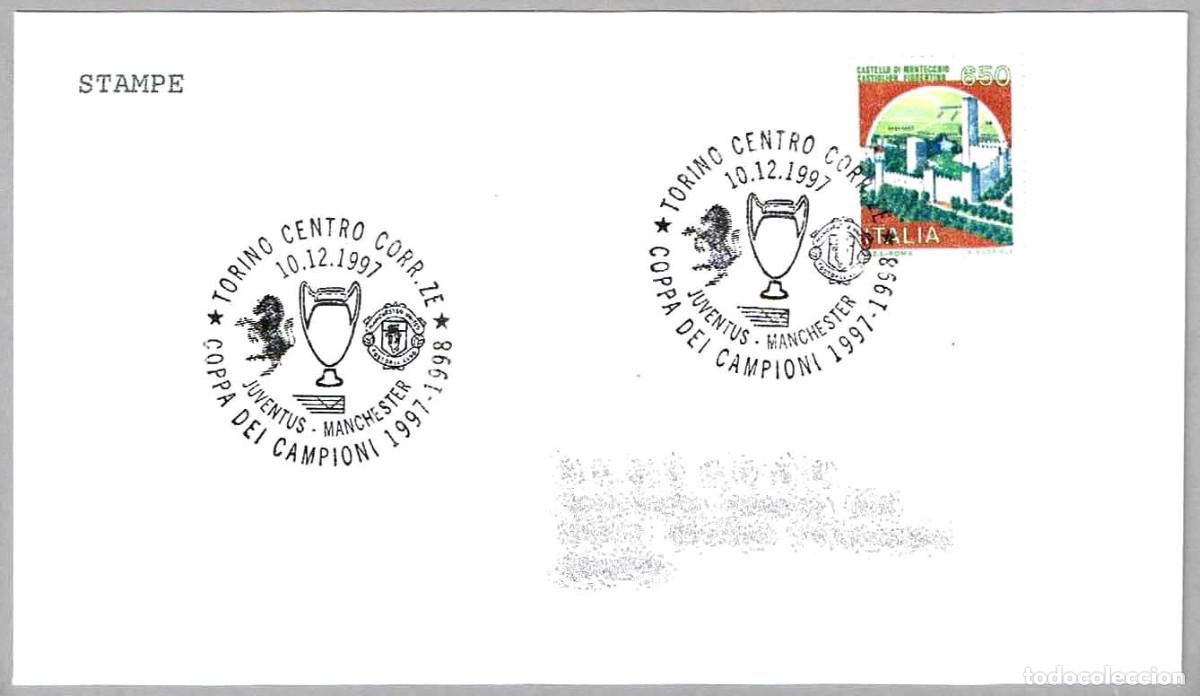 Sellos: Matasellos DEPORTES - FUTBOL - COPA DE CAMPEONES JUVENTUS - MANCHESTER. Torino, Italia, 1997