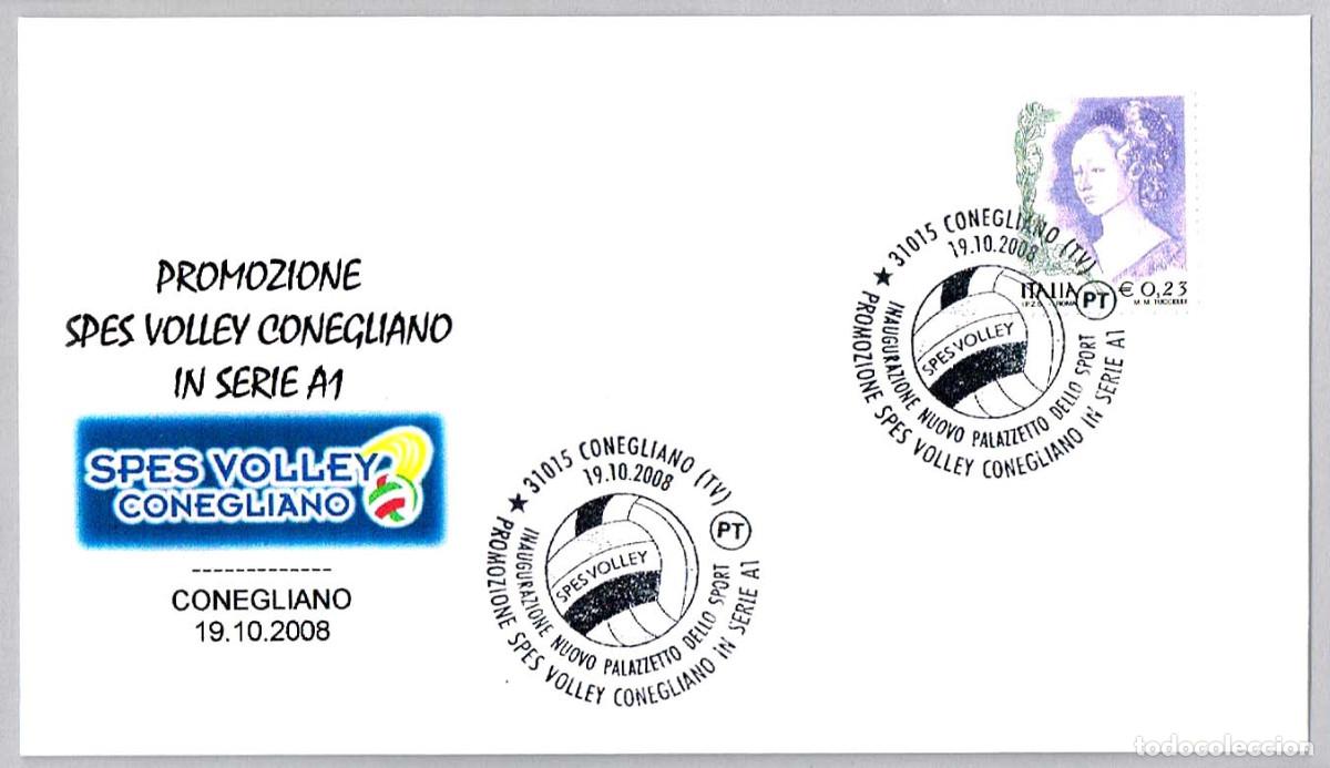 Sellos: Matasellos DEPORTES - VOLEIBOL - PROMOCION SPES VOLLEY A SERIE A1. Conegliano, Italia, 2008