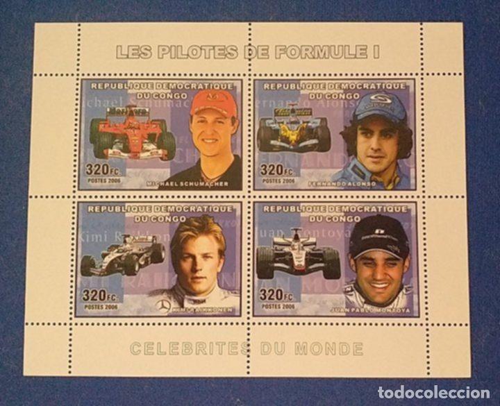 Sellos: DEPORTES REPUBLICA DEMOCRATICA DEL CONGO 2006 Formula 1 M.Schumacher/F. Alonso/K