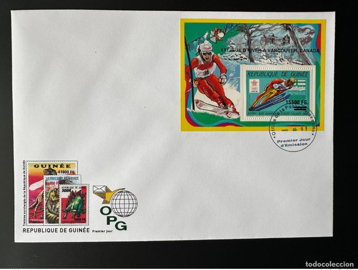 Sellos: Guinea 2009 FDC Mi. Bl. 1726 Sobrecargado Calgary Juegos Ol&iacute;mpicos de 1988 Esqu&iacute; invierno