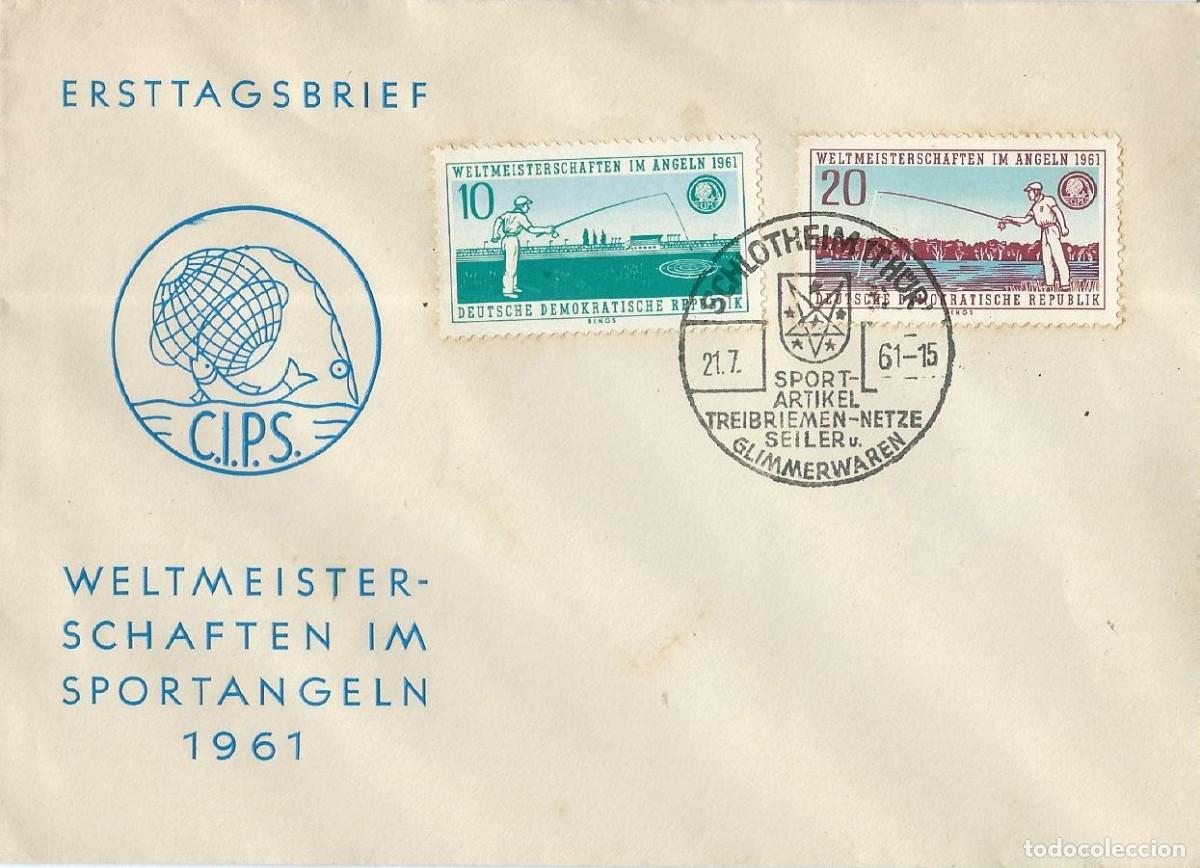 Timbres: 1961. ALEMANIA DEL ESTE/EAST GERMANY. PESCA/FISHING. ART&Iacute;CULOS DEPORTIVOS. DEPORTES/SPORTS.