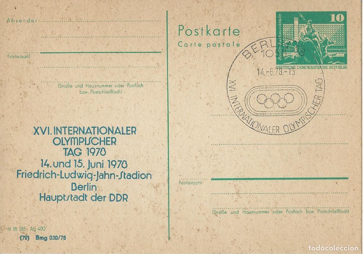 Selos: 1978. ALEMANIA DEL ESTE/DDR. MATASELLOS/POSTMARK. BERL&Iacute;N. D&Iacute;A OL&Iacute;MPICO/OLYMPIC DAY. DEPORTES/SPORTS.