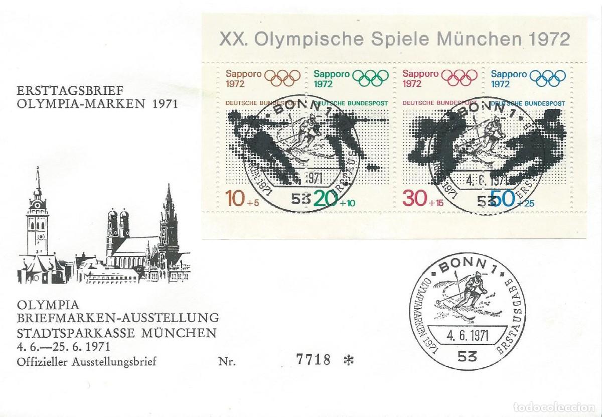 Selos: 1971. ALEMANIA/GERMANY. SPD/FDC. YT HB 5. JUEGOS OL&Iacute;MPICOS INVIERNO SAPPORO 1972. DEPORTES/SPORTS.