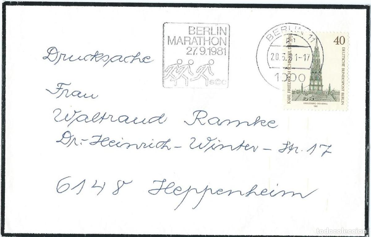 Selos: 1981. ALEMANIA/GERMANY. RODILLO/SLOGAN. MARATHON BERL&Iacute;N. ATLETISMO/ATHLETICS. DEPORTES/SPORTS.