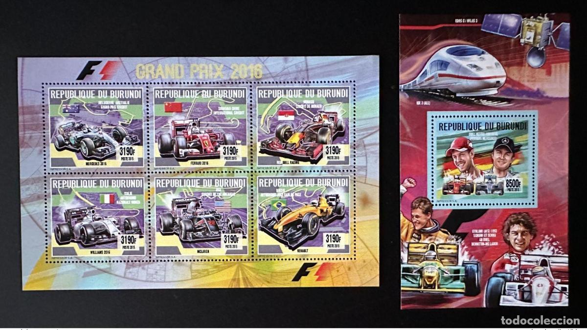 Timbres: Burundi 2015/2016 Mi. 3591 - 3597 Bl. 580 F1 Formula 1 Ferrari McLaren