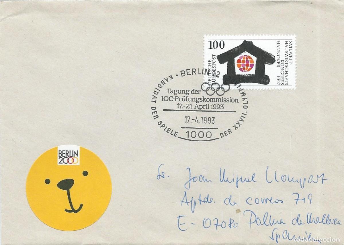 Sellos: 1993. ALEMANIA/GERMANY. MATASELLOS/POSTMARK. BERL&Iacute;N, CIUDAD CANDIDATA JJ.OO. 2000. DEPORTES/SPORTS.
