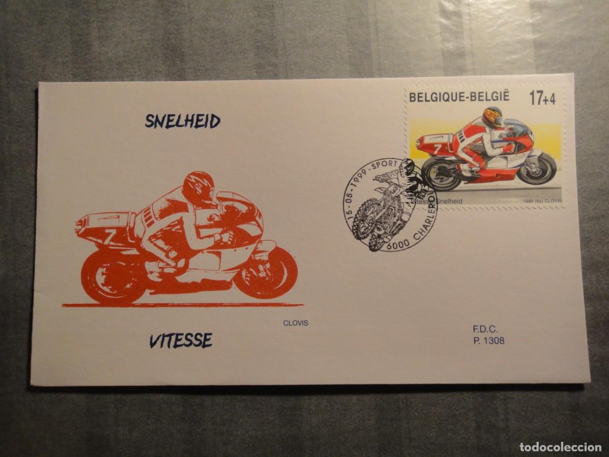 Briefmarken: B&eacute;lgica, sobre 1&ordm; d&iacute;a, tema deportes, carrera de motos velocidad- a&ntilde;o 1999 ref, 102/2091