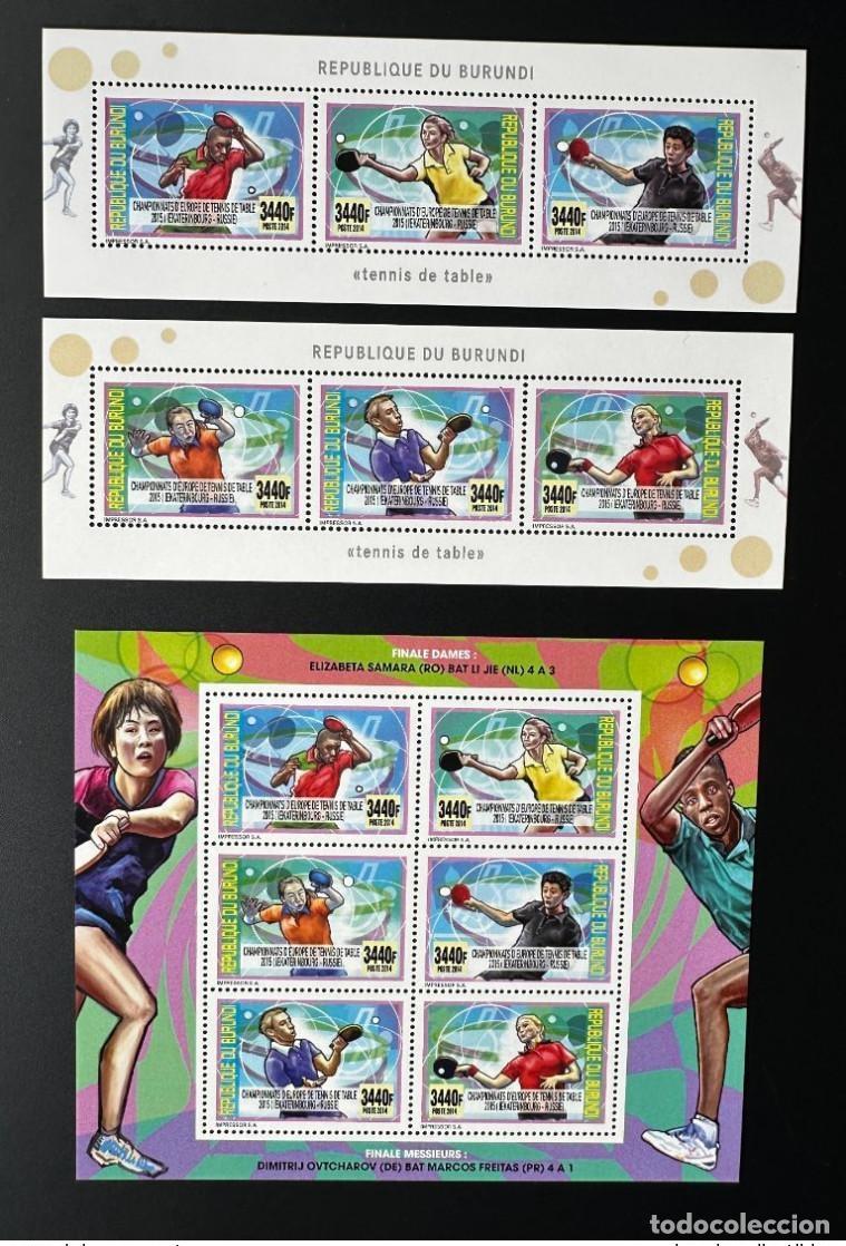 Timbres: Burundi 2014/2015 Mi. 3489 - 3494 Bl. 510 511 Tenis de mesa Ping pong