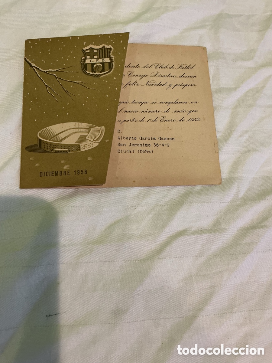 Francobolli: FC BARCELONA &ndash; FELICITACI&Oacute;N NAVIDAD 1958 PARA SOCIO