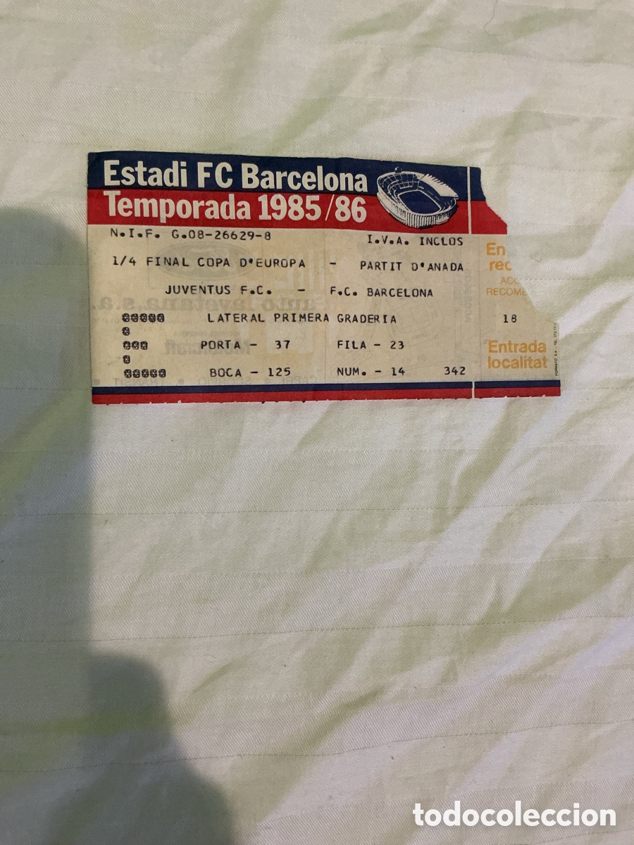 Selos: ENTRADA FC BARCELONA&ndash;JUVENTUS &ndash; COPA DE EUROPA 1985/86