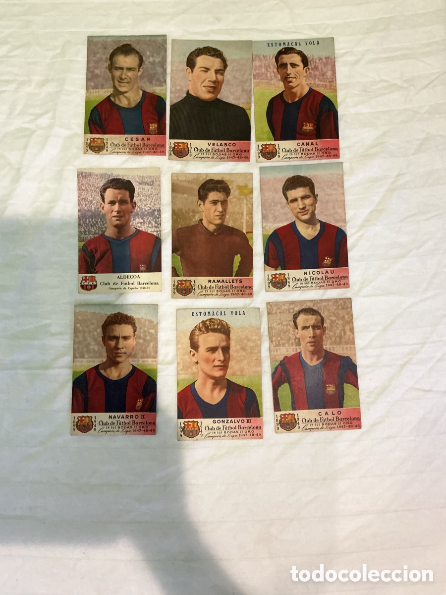 Francobolli: LOTE 9 CROMOS POSTALES FC BARCELONA &ndash; 1949&ndash;1952