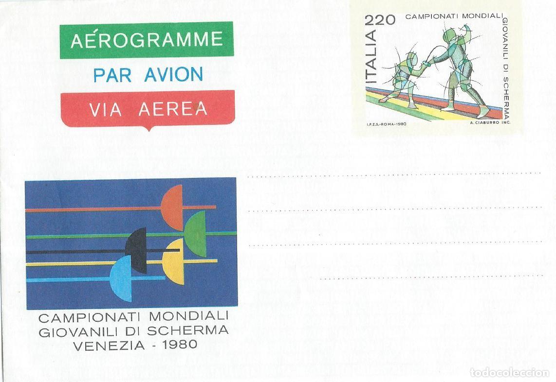 Stamps: 1980. ITALIA/ITALY. AEROGRAMA. CAMP. MUNDIAL JUVENIL DE ESGRIMA/FENCING. DEPORTES/SPORTS.