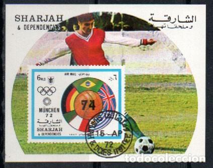 Briefmarken: Sharjah (Emiratos Arabes) n&ordm; 1179, Campeonato del mundo de futbol en Alemania y Olimpiada de Munich