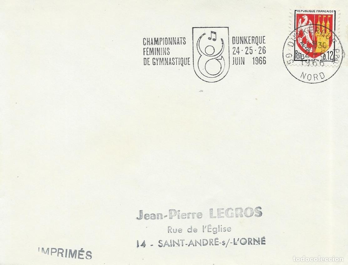 Francobolli: 1966. FRANCIA/FRANCE. RODILLO/SLOGAN. CAMPEONATOS FEMENINOS DE GIMNASIA. GYMNASTICS. DEPORTES/SPORTS