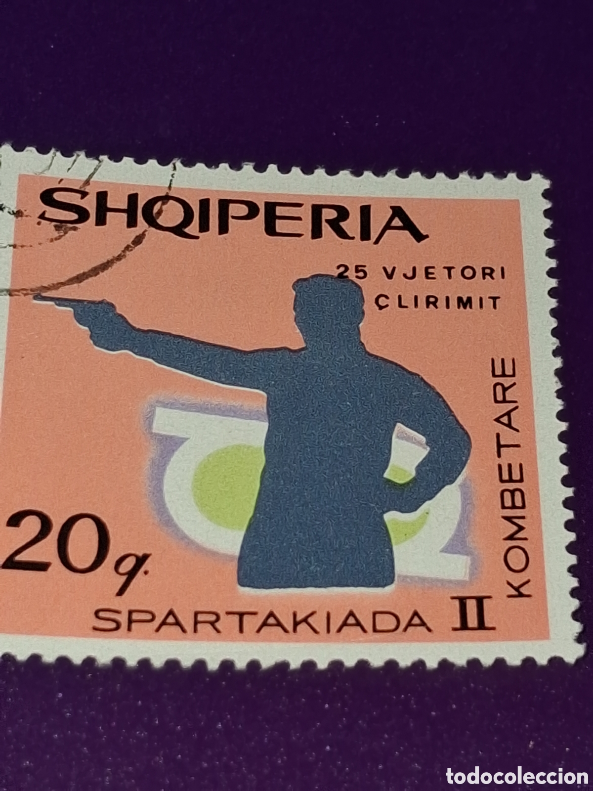 Timbres: Sello (1/7v) Albania mtdo 1969. 2&deg; juegos deporte espartakiada. Deporte. Tiro. Pistola..