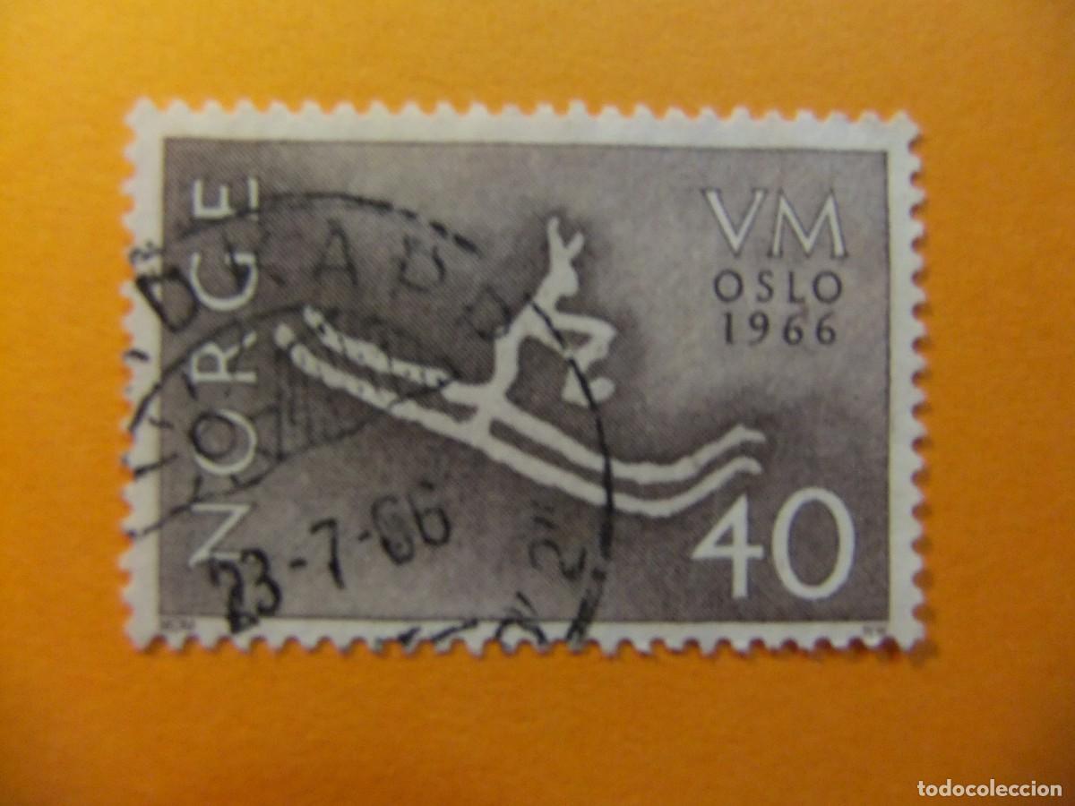 Sellos: 59 NORUEGA NORGE 1966 / CAMPEONATO de SKI en HOLMENKOLLEN / YVERT 491 FU