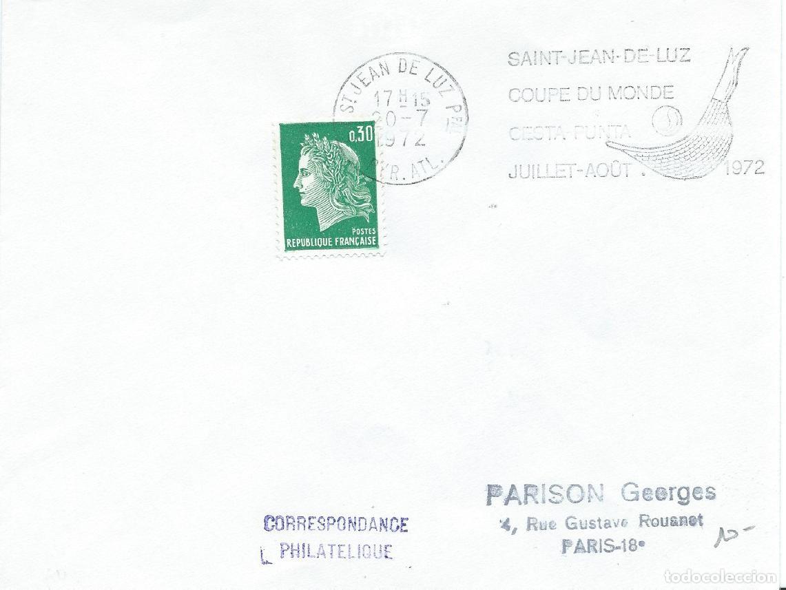 Sellos: 1972. FRANCIA/FRANCE. RODILLO/SLOGAN. COPA DEL MUNDO CESTA PUNTA - PELOTA VASCA. DEPORTES/SPORTS.