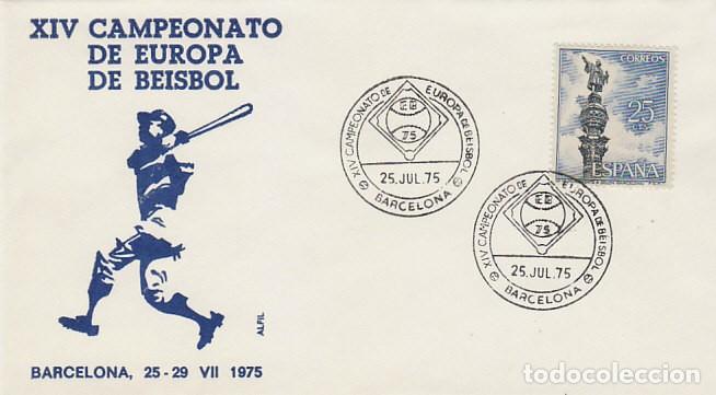 Sellos: A&Ntilde;O 1975, CAMPEONATO DE EUROPA DE BEISBOL, SOBRE DE ALFIL