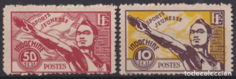 Briefmarken: F-EX57265 FRENCH INDOCHINE 1943-44 NO GUM JOUNG SPORT.