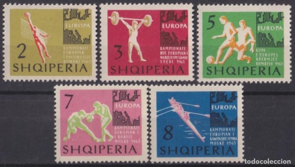 Stamps: F-EX56339 ALBANIA MNH 1963 EUROPEAN SPORT CHAMPIONSHIP BOXING SOCCER BASKET.