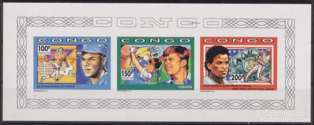 Selos: F-EX56360 CONGO MNH 1991 SPORT BO JACKSON RUDBY HENDERSON BASEBALL.