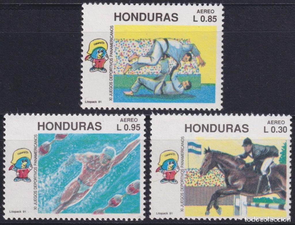 Briefmarken: F-EX59514 HONDURAS MNH 1991 PANAMERICAN GAMES JUDO SWIMMING EQUESTRIAN.